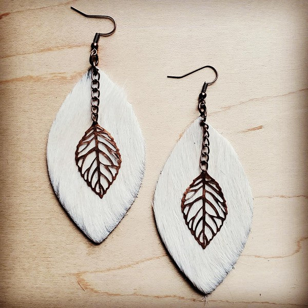 Oval Earrings in Blond Hair w/ Copper Feather