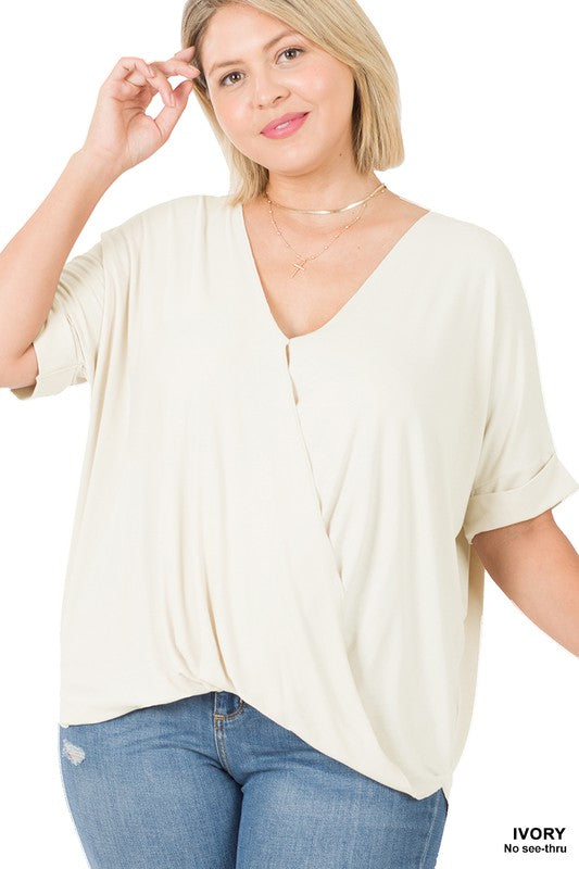 Plus Rayon Span Crepe Layered-Look Top