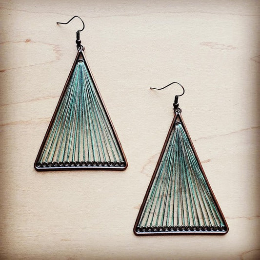 Large Woven Triangle Earring in Terra Cotta