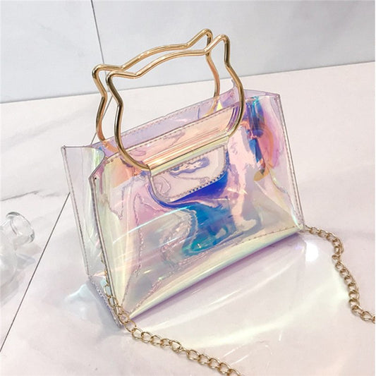 Hologram Tote Bag with Cat Handle