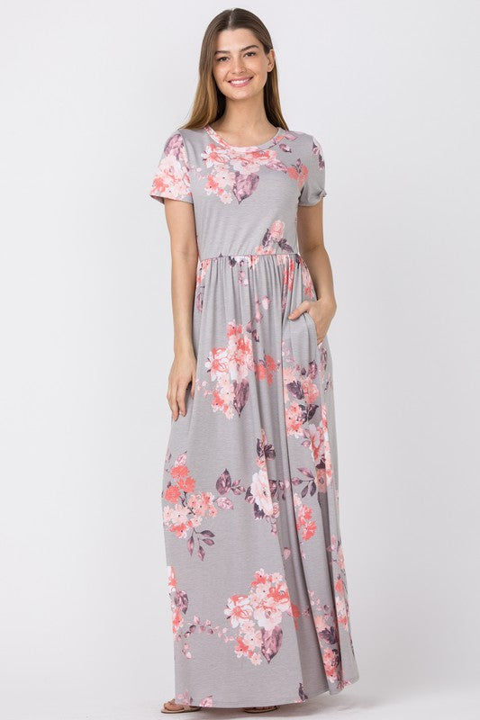 Vintage Floral Maxi Dress With Pockets