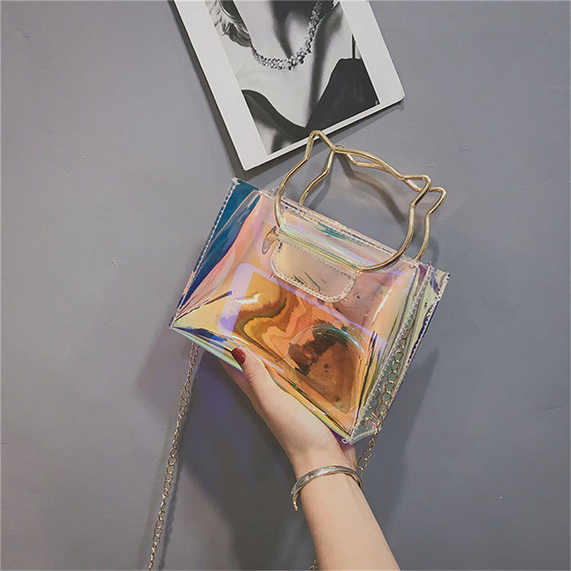 Hologram Tote Bag with Cat Handle