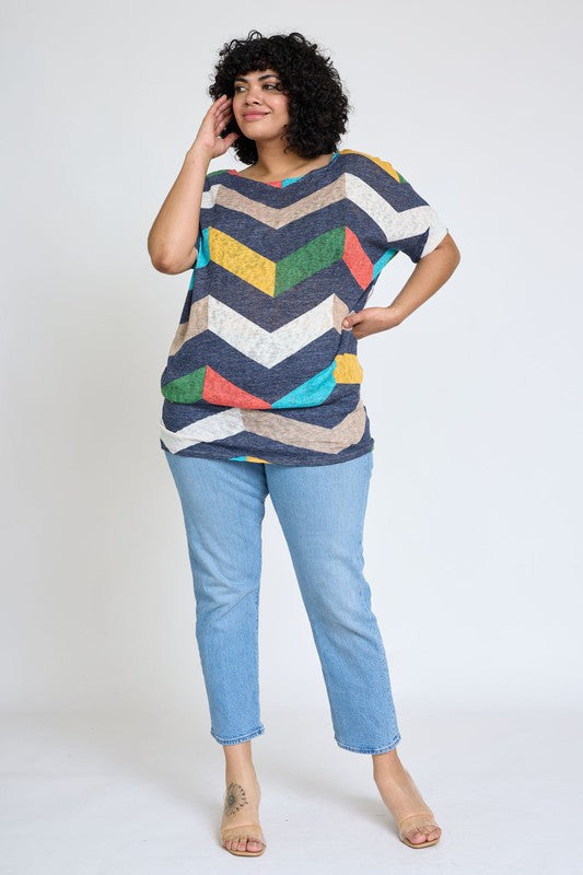 Plus Chevron Dolman Top