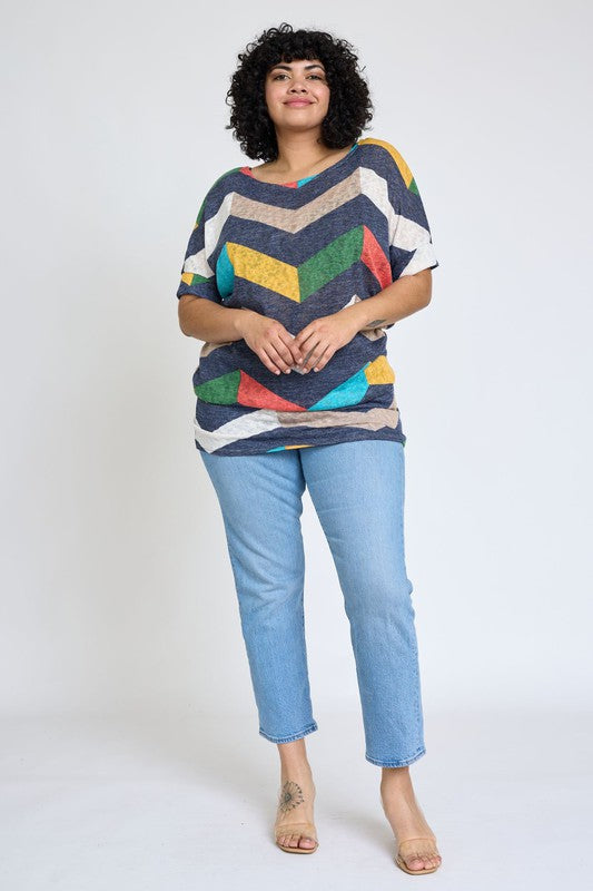 Plus Chevron Dolman Top