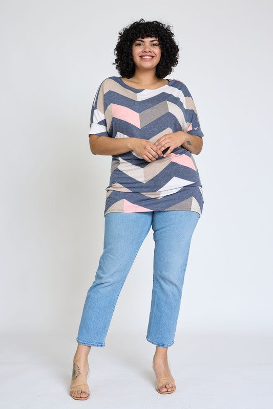 Plus Chevron Dolman Top