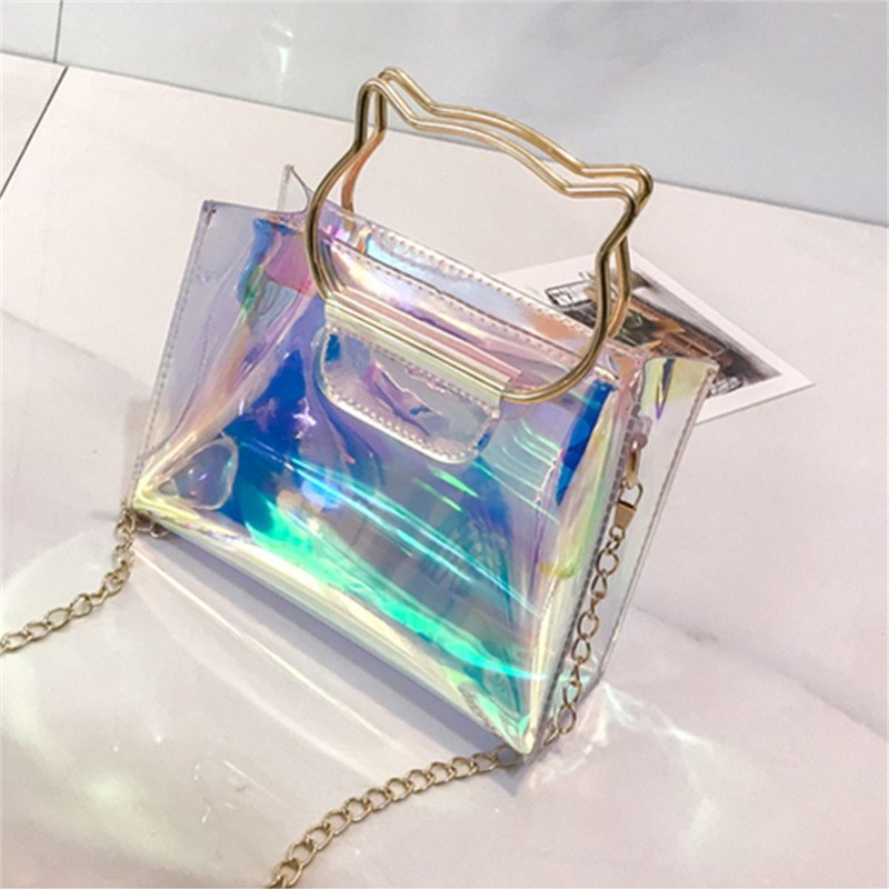 Hologram Tote Bag with Cat Handle