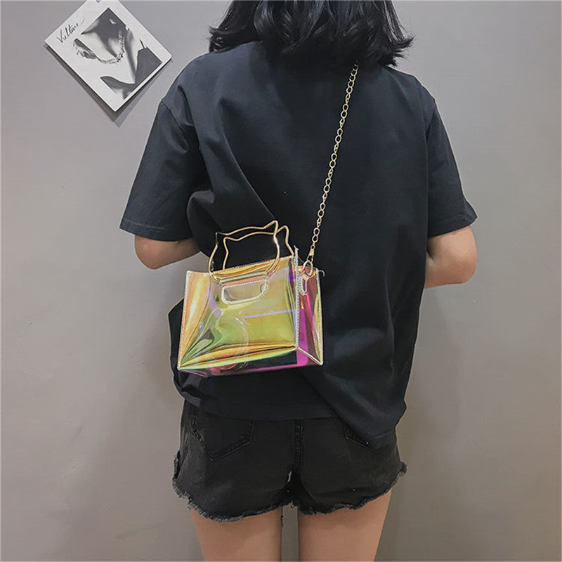 Hologram Tote Bag with Cat Handle