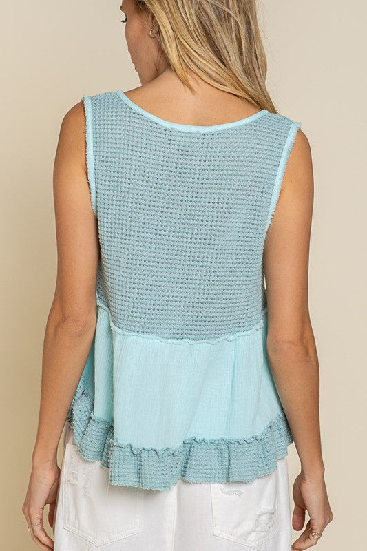 Sleeveless V-neck Mini Babydoll Tank Top